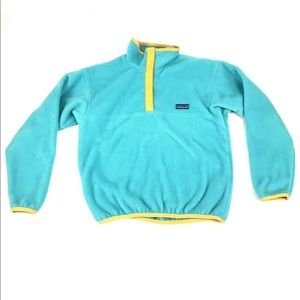 Patagonia Turquoise and Yellow Fleece Sweatshirt